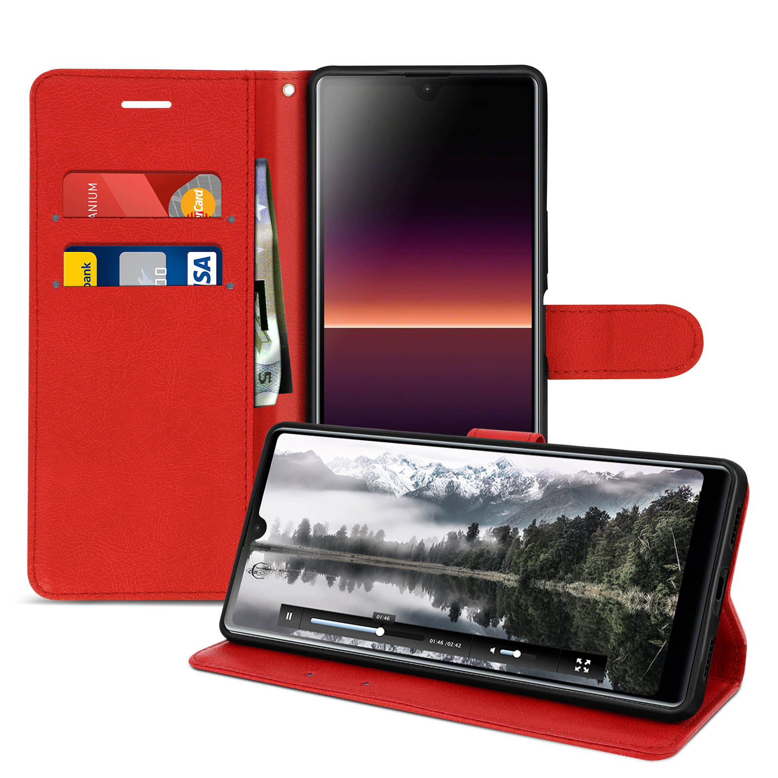AVIZAR Trageschlaufe Series, Bookcover, Sony, Xperia Rot L4