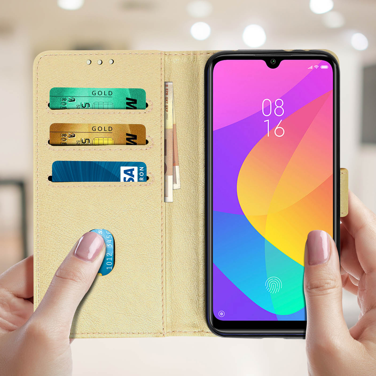 AVIZAR Chester Series, Bookcover, Xiaomi, Xiaomi Mi A3, Gold