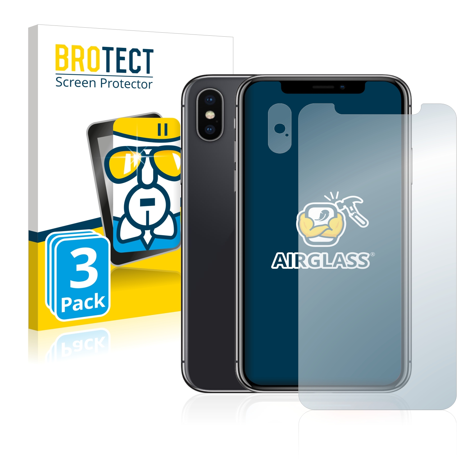 BROTECT 3x X) Apple iPhone Schutzfolie(für klare Airglass