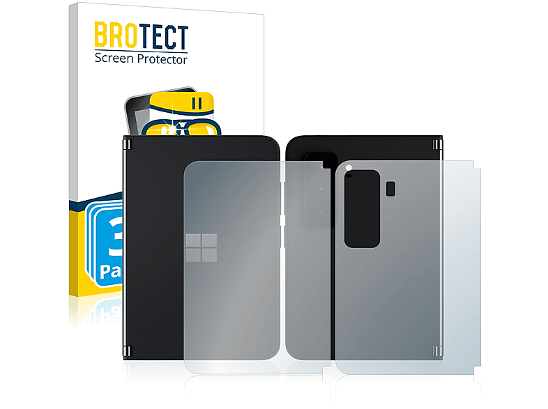 Airglass Duo (Vorder + Displayschutz(für BROTECT Rückseite)) 3x 2 Panzerglasfolie Microsoft Surface