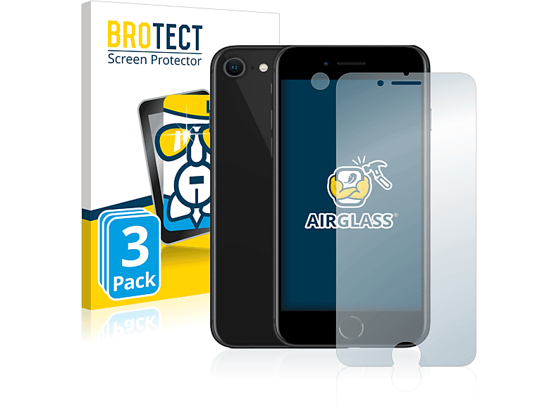 BROTECT 3x Airglass klare Schutzfolie(für Apple iPhone SE 2 2020)
