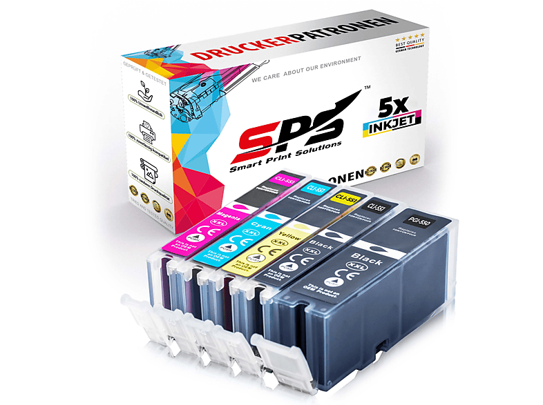 SPS S-13450 Tintenpatrone Schwarz Cyan Magenta Gelb (PGI-550 CLI-551 XL / Pixma MG5655)