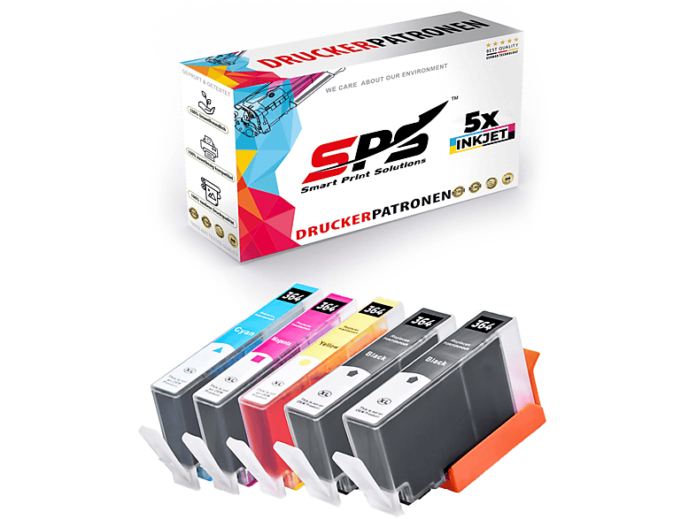 SPS S-13108 Tintenpatrone Schwarz Cyan Magenta Gelb (364XL / Photosmart Premium e-AIO C310C)