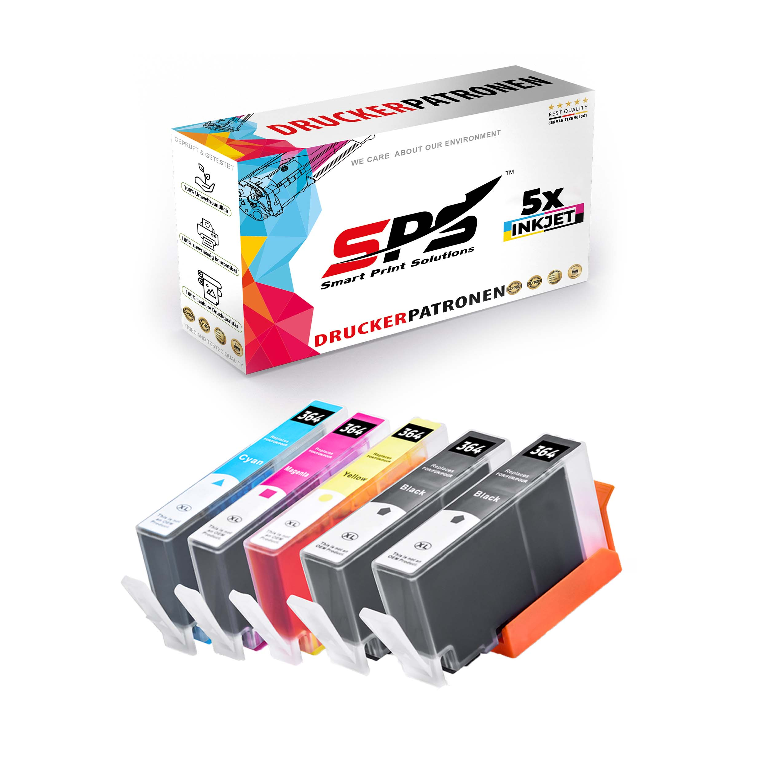 SPS S-13083 Tintenpatrone Schwarz Cyan (364XL / C410) Magenta Premium Photosmart Gelb