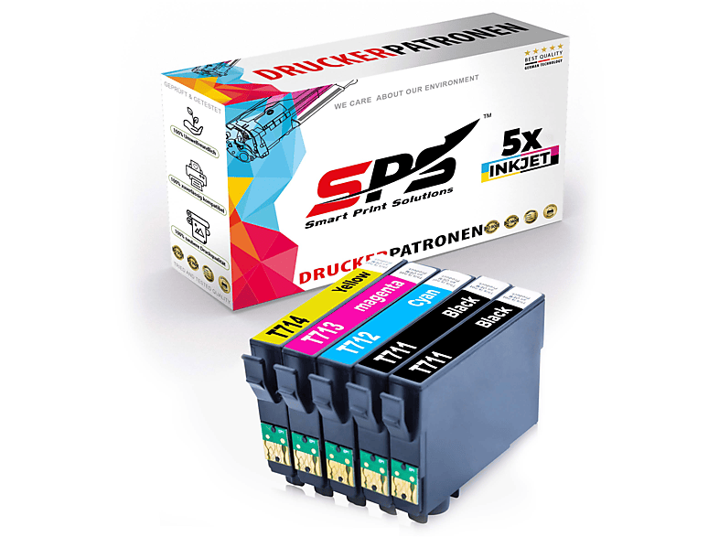 SPS S-13536 Tintenpatrone Schwarz Cyan Magenta Gelb (T0711 T0712 T0713 T0714 / Stylus Office BX300F)