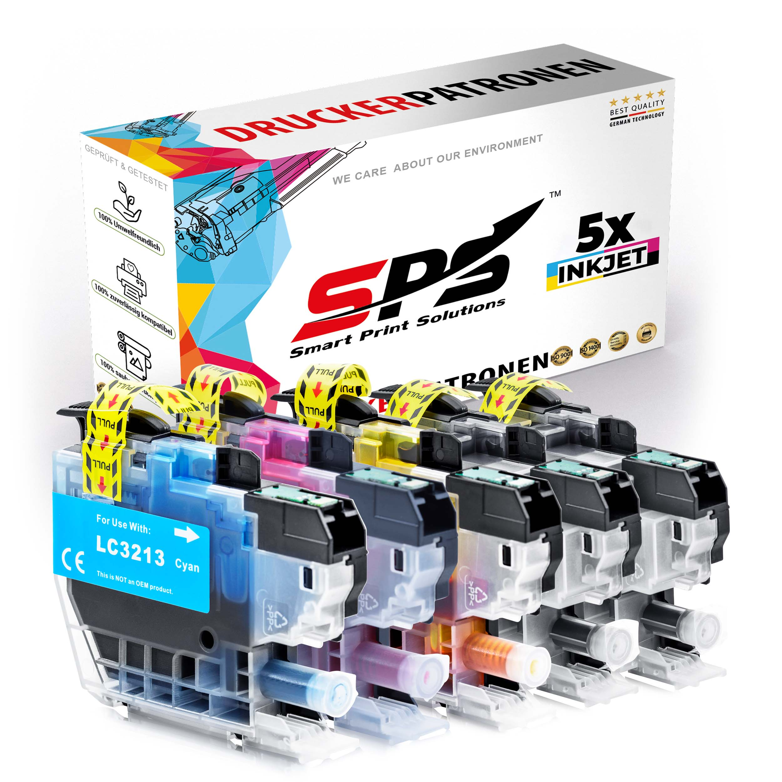 Tintenpatronen mit gelb, cyan, magenta, schwarz und Box.