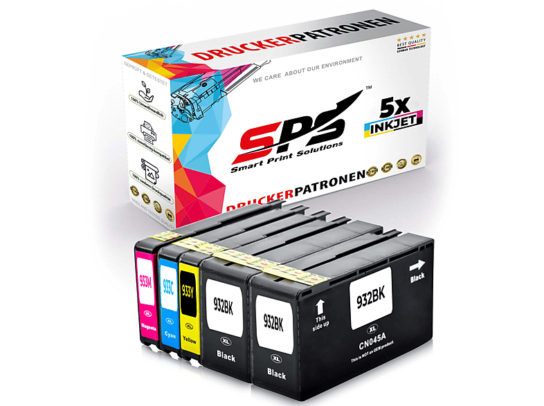 SPS S-13207 Tintenpatrone Schwarz Cyan Magenta Gelb (932XL 933XL / Officejet 6700)