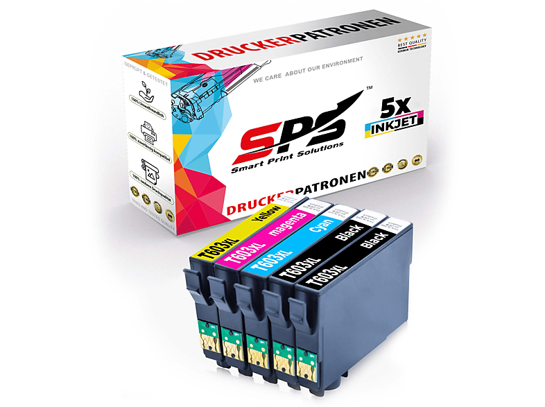 SPS S-13150 Workforce Schwarz WF-2830DWF) Tintenpatrone (603XL Gelb / Magenta Cyan