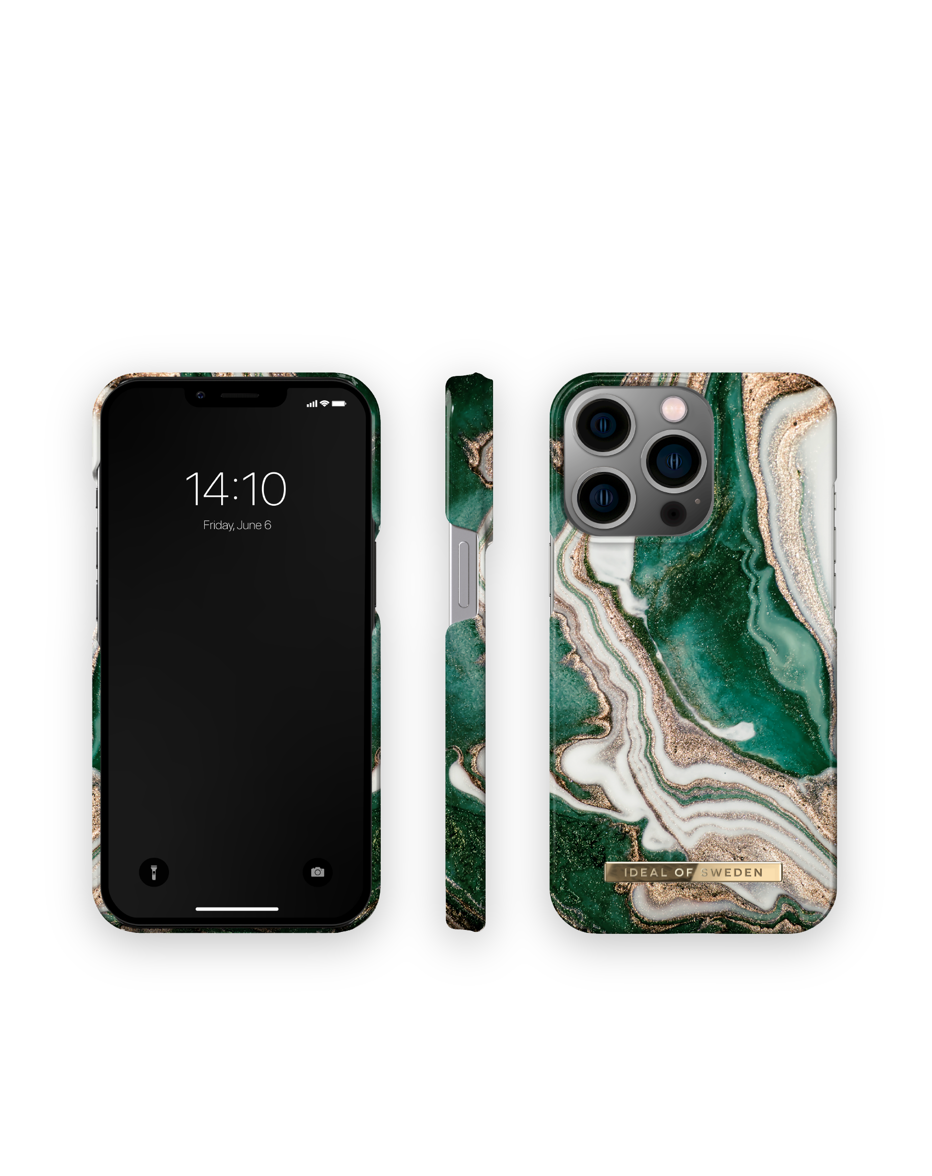 IDEAL OF SWEDEN IDFCAW18-I2161P-98, Marble Apple, Golden Backcover, iPhone Pro, Jade 13