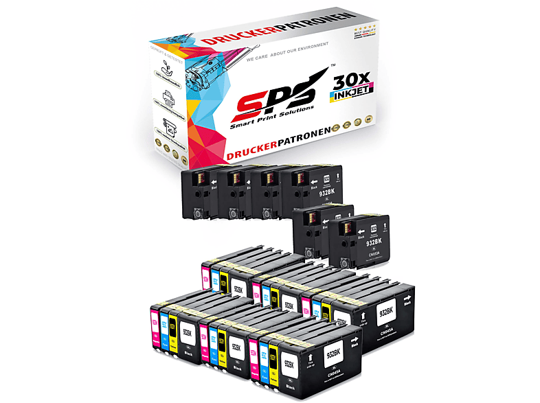 SPS S-10552 Gelb Schwarz (932XL / Tintenpatrone 7510 933XL Officejet Cyan Wide) Magenta