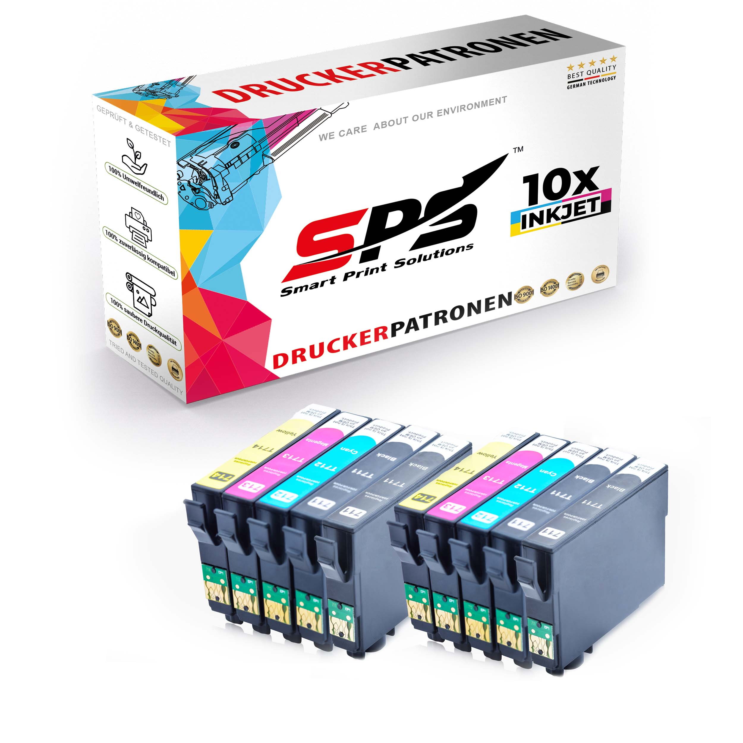SPS S-5074 Tintenpatrone Schwarz T0713 T0714 (T0711 Cyan Stylus SX105) / Magenta T0712 Gelb