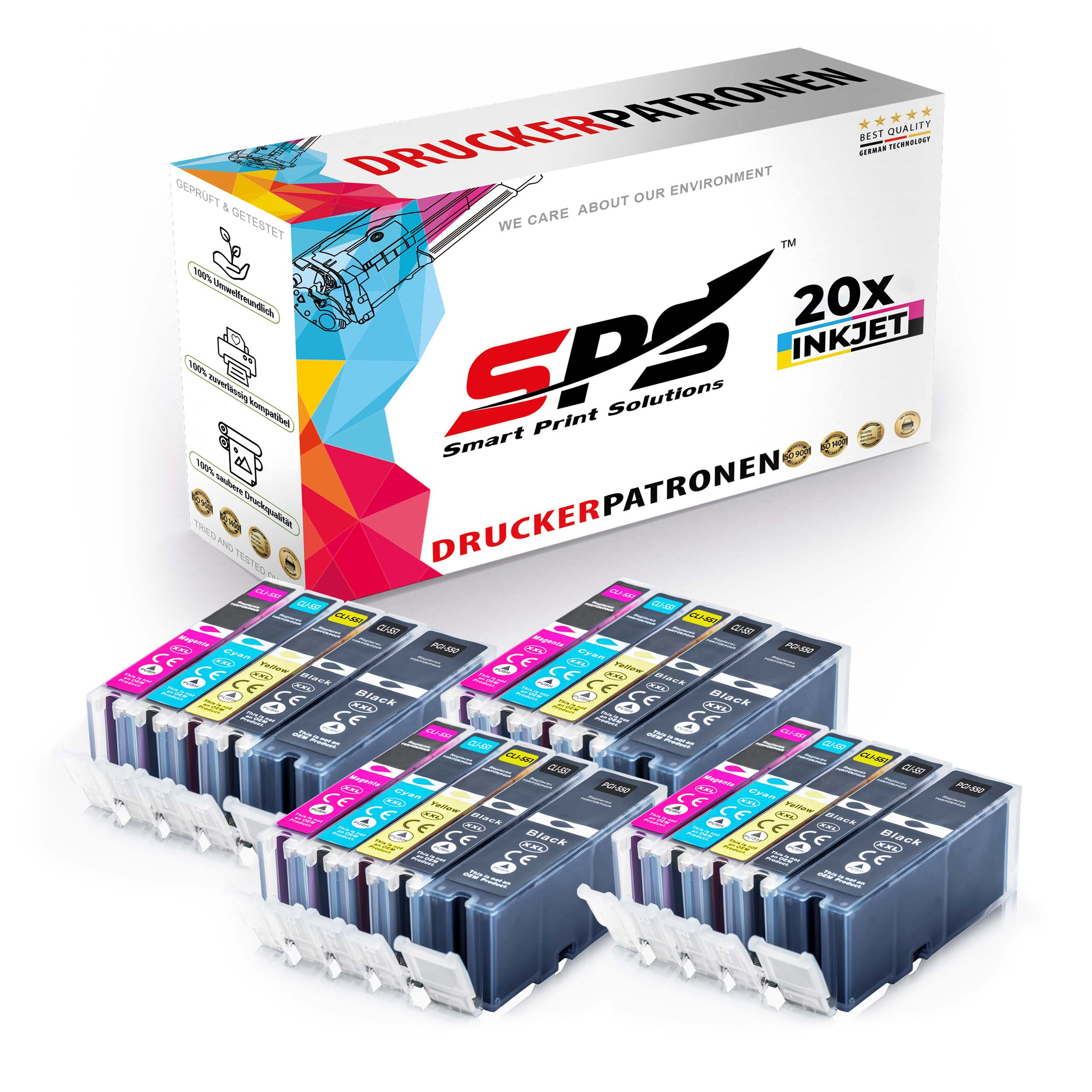 SPS S-8624 Tintenpatrone Magenta Gelb Pixma (PGI-550 Schwarz Cyan IP8750) / CLI-551 XL