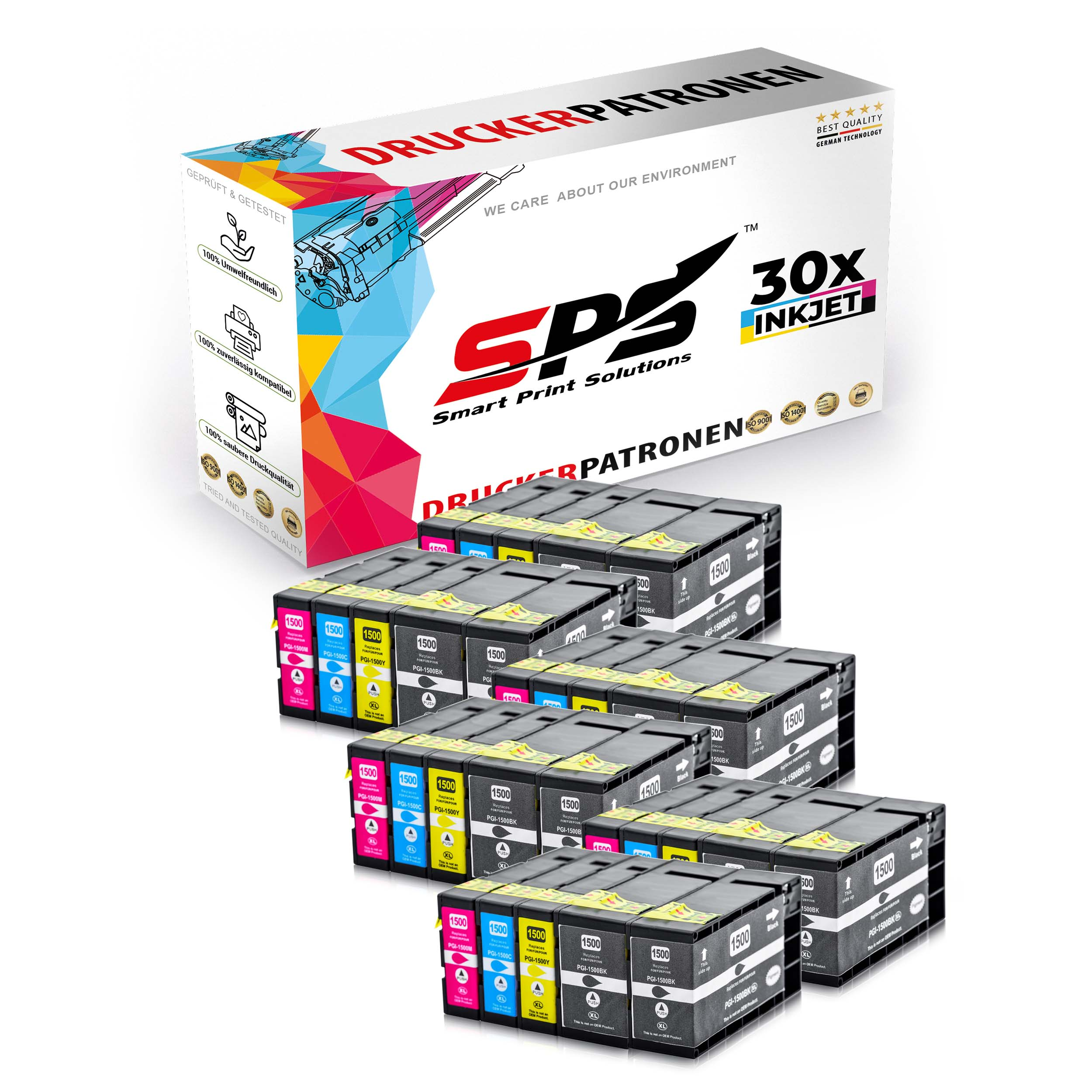 SPS S-10682 Tintenpatrone / Cyan (PGI-1500XL Schwarz MB2050) MAXIFY Gelb Magenta