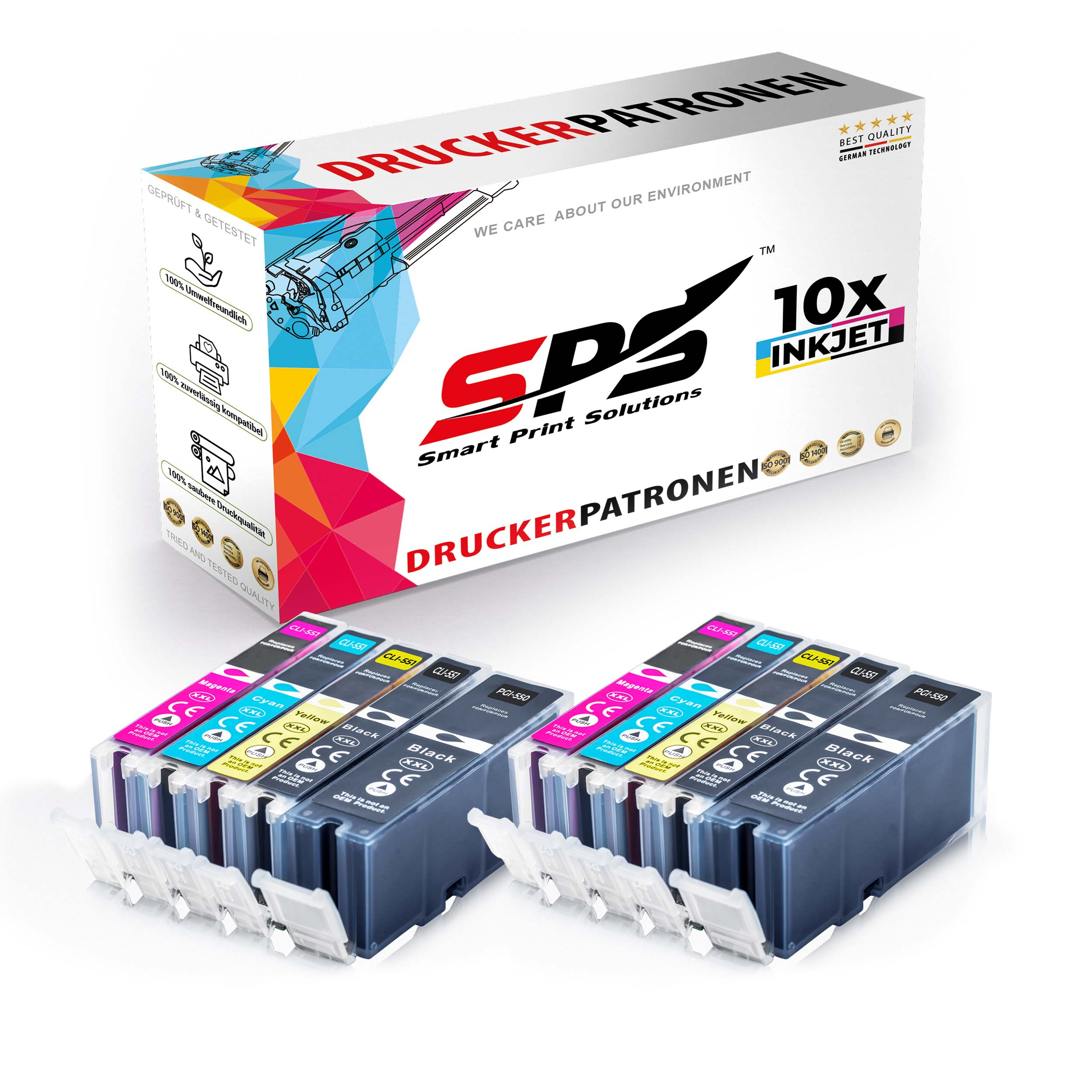 SPS S-4952 Tintenpatrone Schwarz Cyan XL Pixma IP7250) (PGI-550 CLI-551 Gelb Magenta 