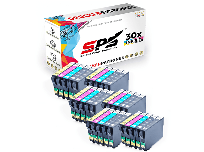 SPS S-10785 Tintenpatrone Schwarz (T0711 Magenta T0712 T0713 Gelb / Stylus T0714 DX4000) Cyan