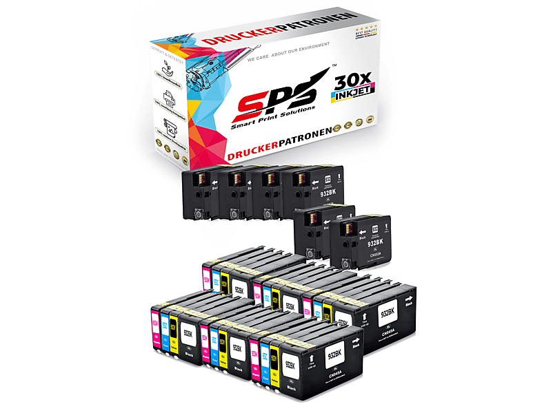SPS S-10546 Tintenpatrone Schwarz Cyan (932XL 933XL / E 7110 Gelb Printer) Officejet Magenta
