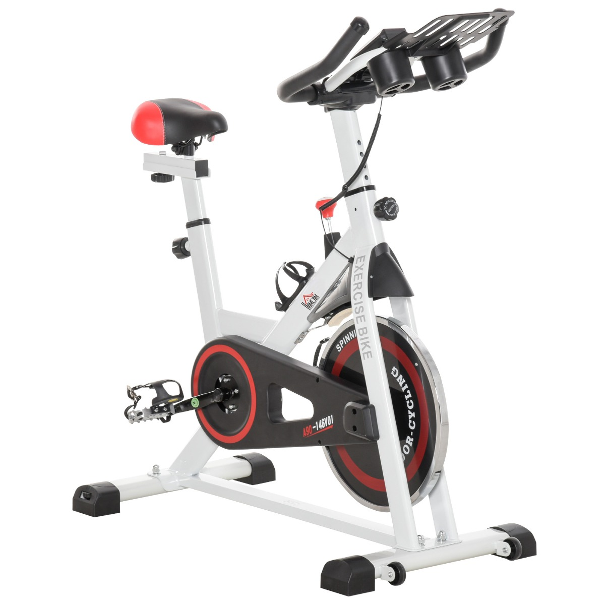 Bicicleta de Spinning - HOMCOM pantalla LCD, manillar ajustable, volante de inercia 8kg, , 103x53x114 cm