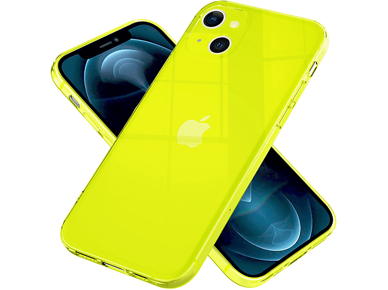 NALIA Klar Transparente Neon Silikon Gelb Mini, Hülle, Apple, Backcover, 13 iPhone