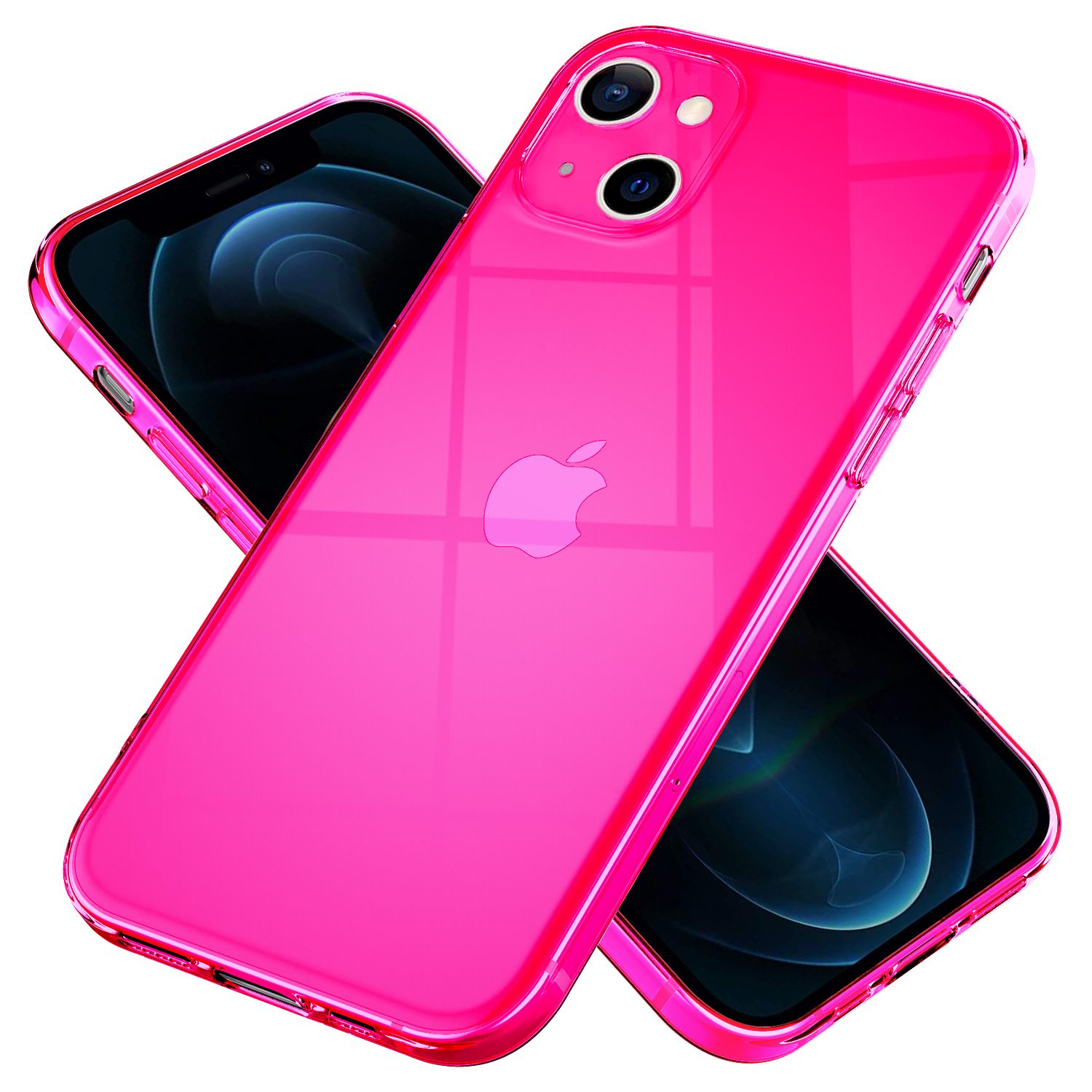 NALIA Klar Transparente Neon iPhone Pink Hülle, Mini, Silikon 13 Backcover, Apple