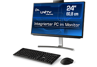 CSL Unity U24B-AMD 4300GE 4x 3500 MHz / Win 10 Home, All-in-One-PC mit 24 Zoll Display, 8 GB RAM, 500 GB SSD, AMD Radeon Graphics, schwarz