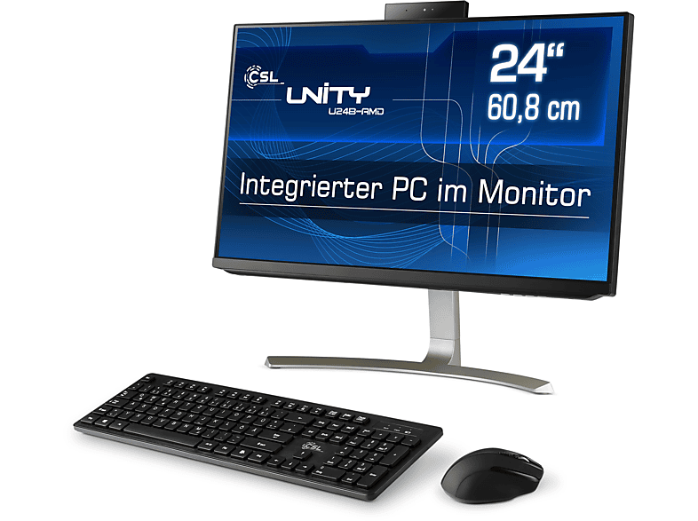 CSL Unity U24B-AMD 5650GE Display, Radeon 11 RAM, 1000 GB 6x Win Graphics, schwarz 24 16 MHz mit SSD, GB AMD 3400 Zoll Home, All-in-One-PC 