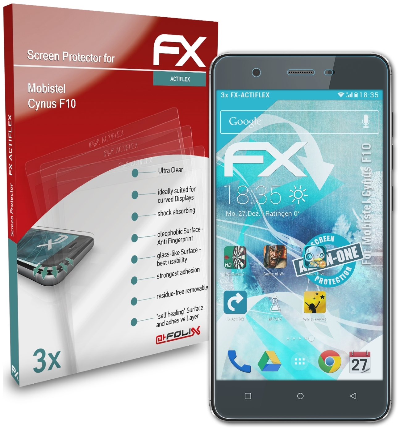 ATFOLIX Mobistel FX-ActiFleX 3x Displayschutz(für Cynus F10)