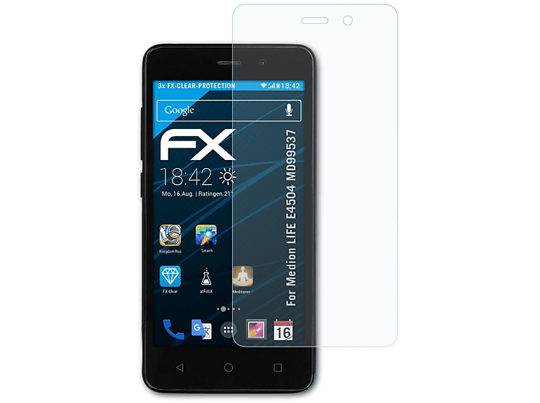 ATFOLIX 3x FX-Clear Displayschutz(für (MD99537)) LIFE Medion E4504
