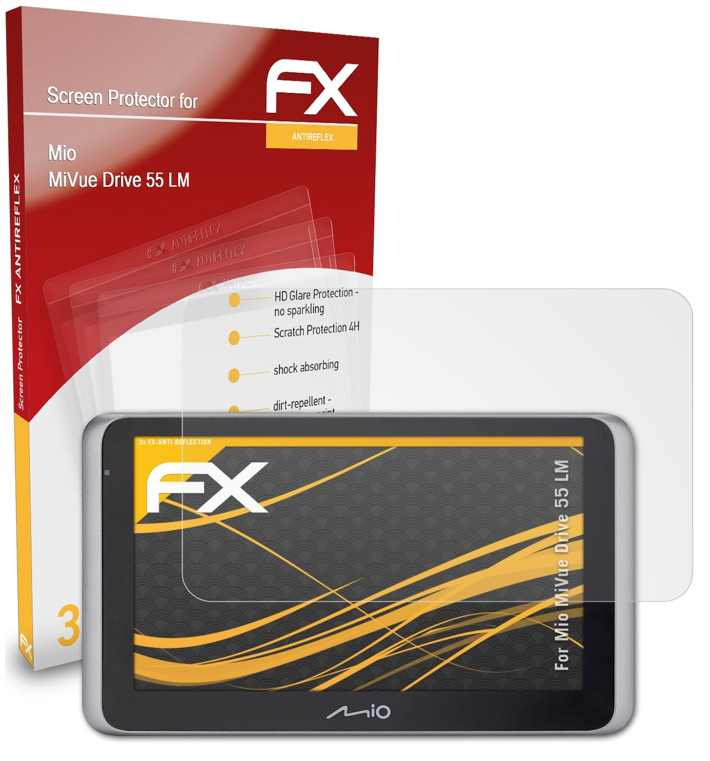 Mio MiVue 3x FX-Antireflex Displayschutz(für Drive LM) 55 ATFOLIX