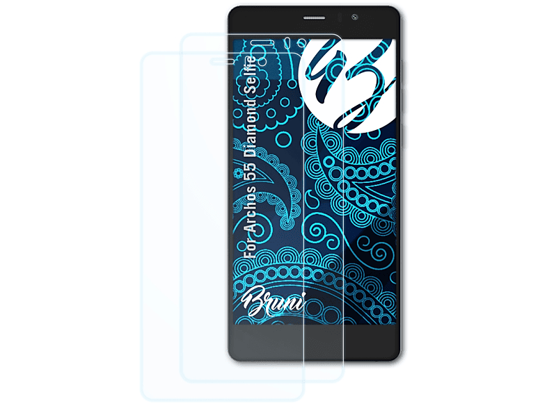 BRUNI 2x Basics-Clear Schutzfolie(für Archos 55 Diamond Selfie)