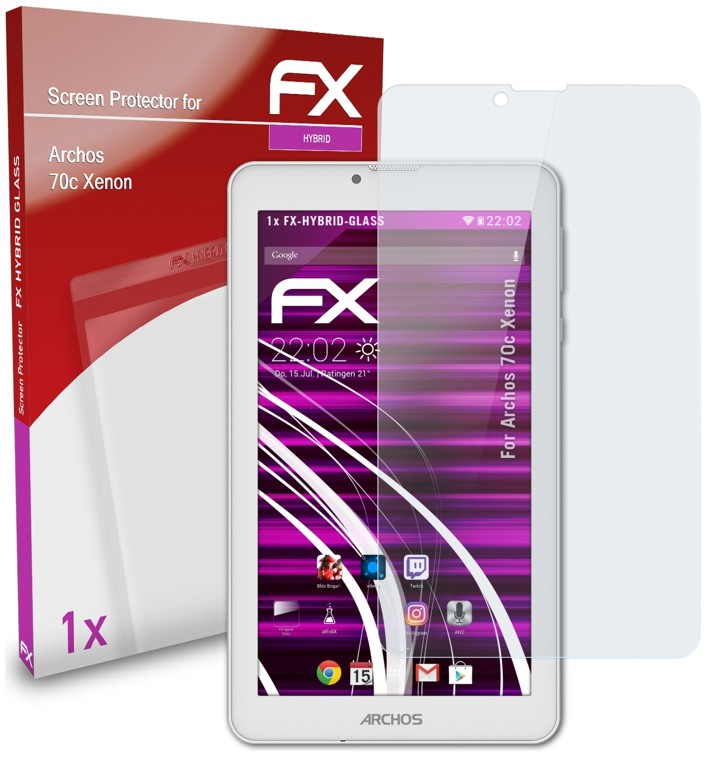 ATFOLIX FX-Hybrid-Glass Schutzglas(für Xenon) 70c Archos