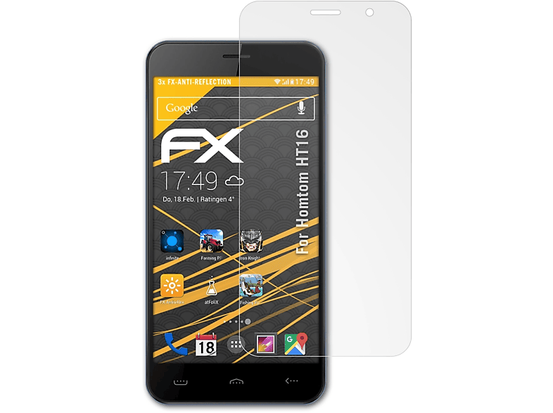 ATFOLIX 3x FX-Antireflex Displayschutz(für Homtom HT16)