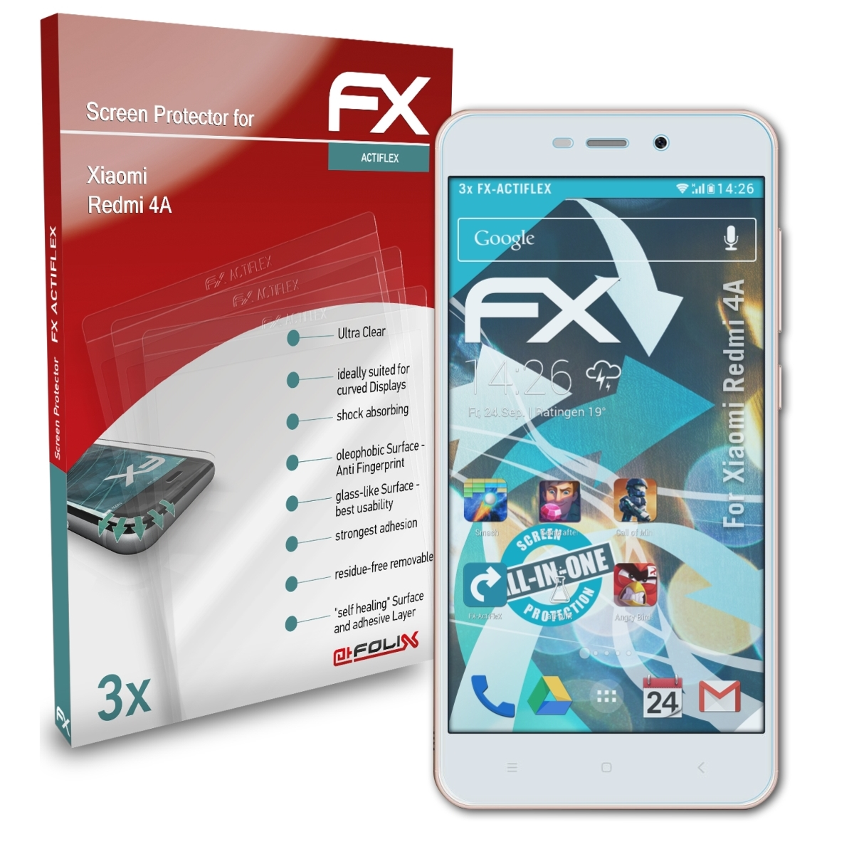 ATFOLIX 3x FX-ActiFleX Redmi 4A) Displayschutz(für Xiaomi