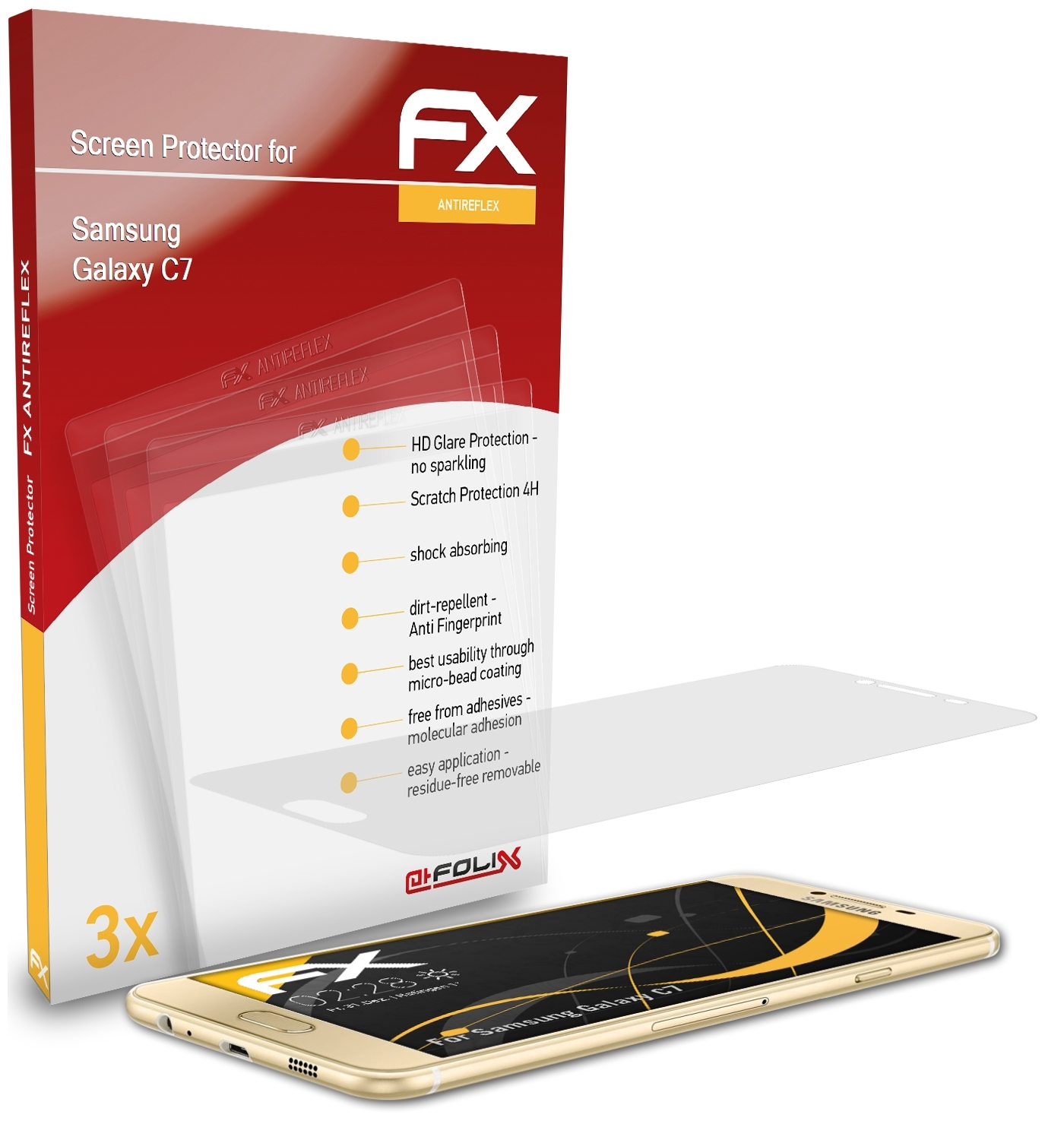 Displayschutz(für Galaxy ATFOLIX Samsung 3x C7) FX-Antireflex