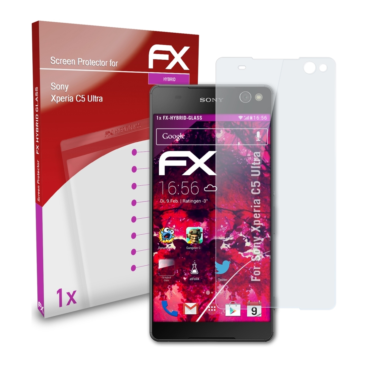 ATFOLIX FX-Hybrid-Glass Schutzglas(für Sony C5 Ultra) Xperia