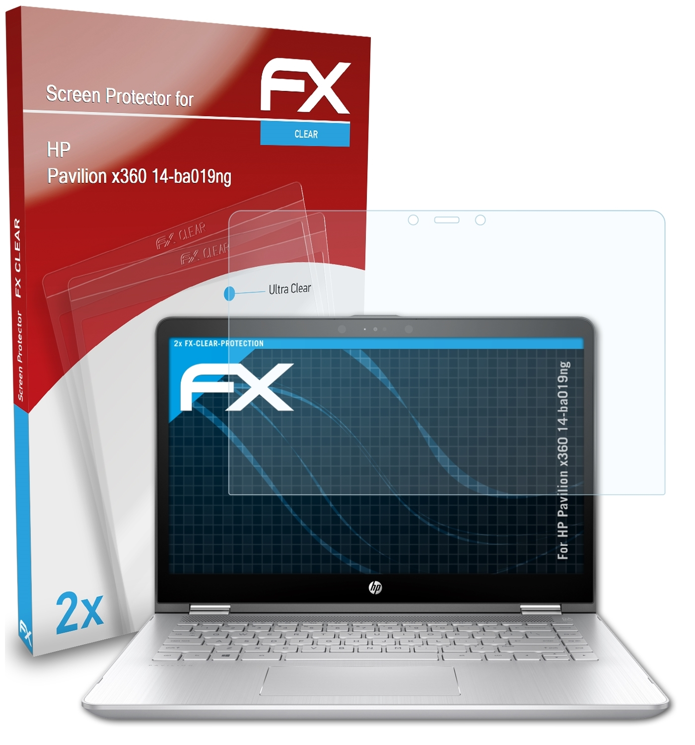 ATFOLIX 2x FX-Clear Displayschutz(für HP 14-ba019ng) x360 Pavilion