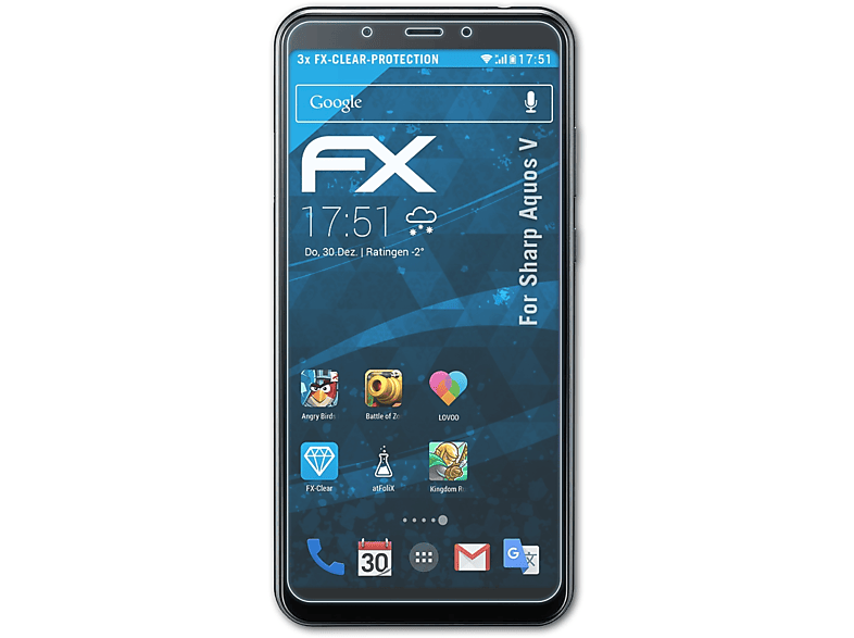 ATFOLIX 3x Aquos V) Sharp Displayschutz(für FX-Clear