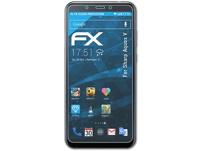 ATFOLIX 3x FX-Clear Displayschutz(für Aquos Sharp V)