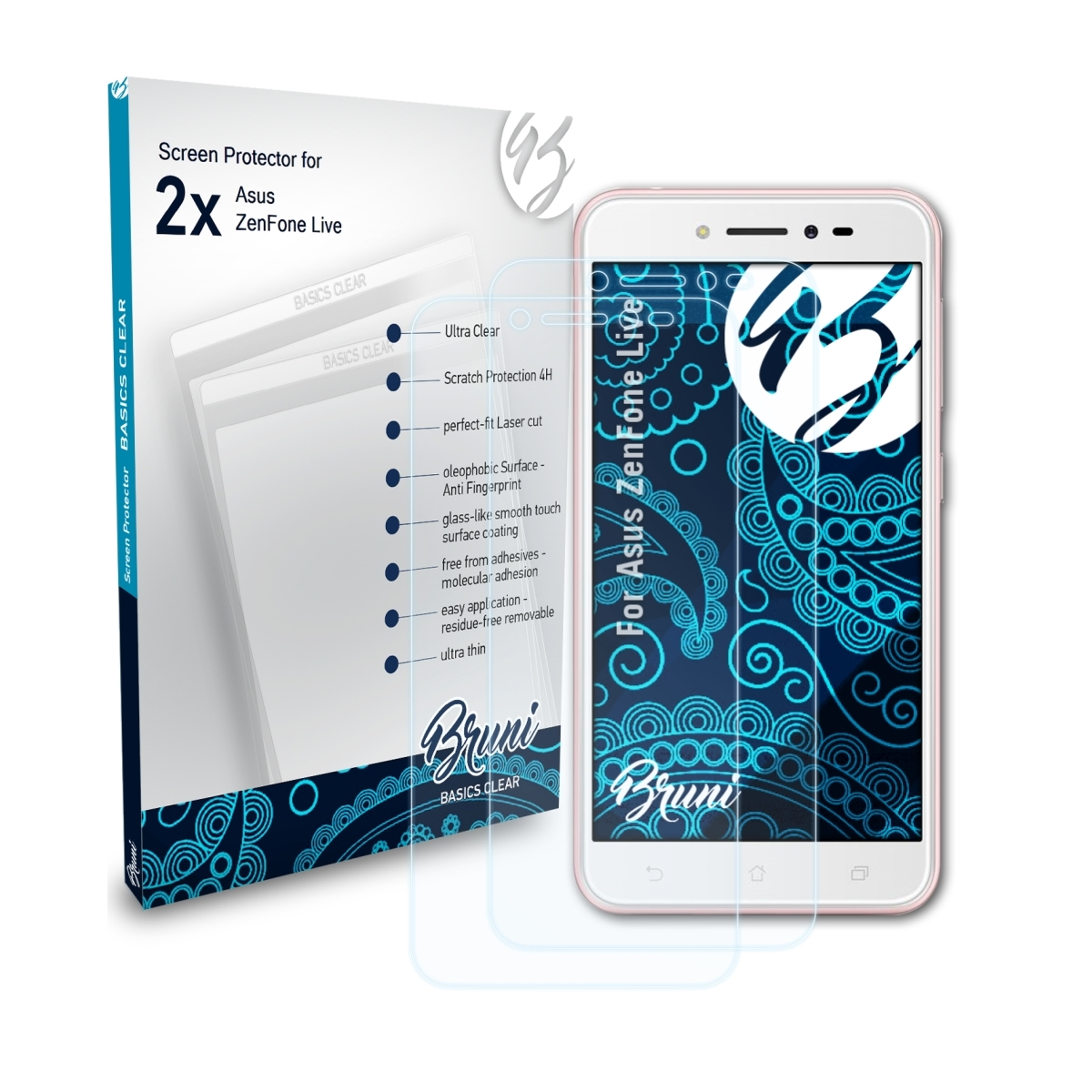BRUNI 2x Basics-Clear Schutzfolie(für ZenFone Live) Asus