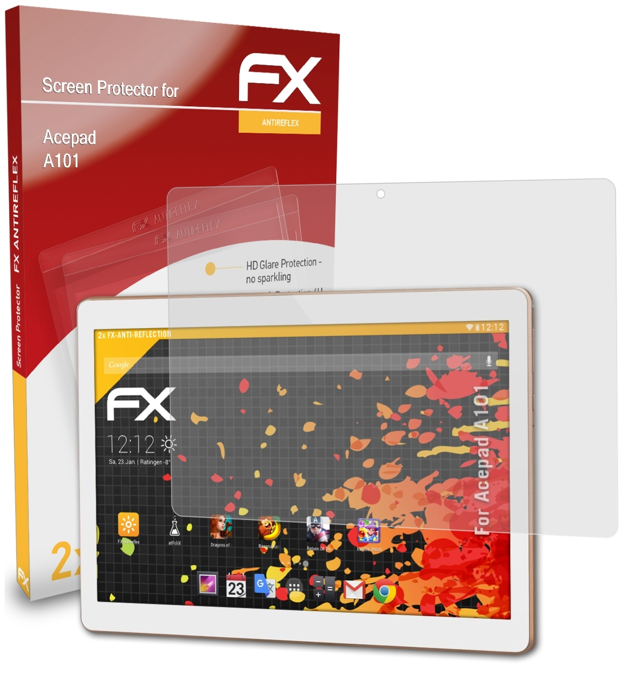 ATFOLIX 2x FX-Antireflex Displayschutz(für Acepad A101)