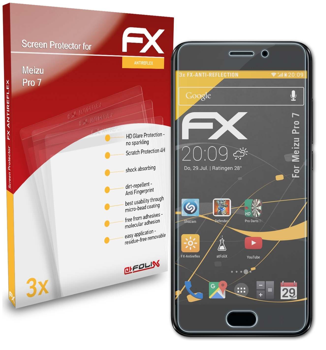 ATFOLIX Pro 7) Displayschutz(für FX-Antireflex Meizu 3x
