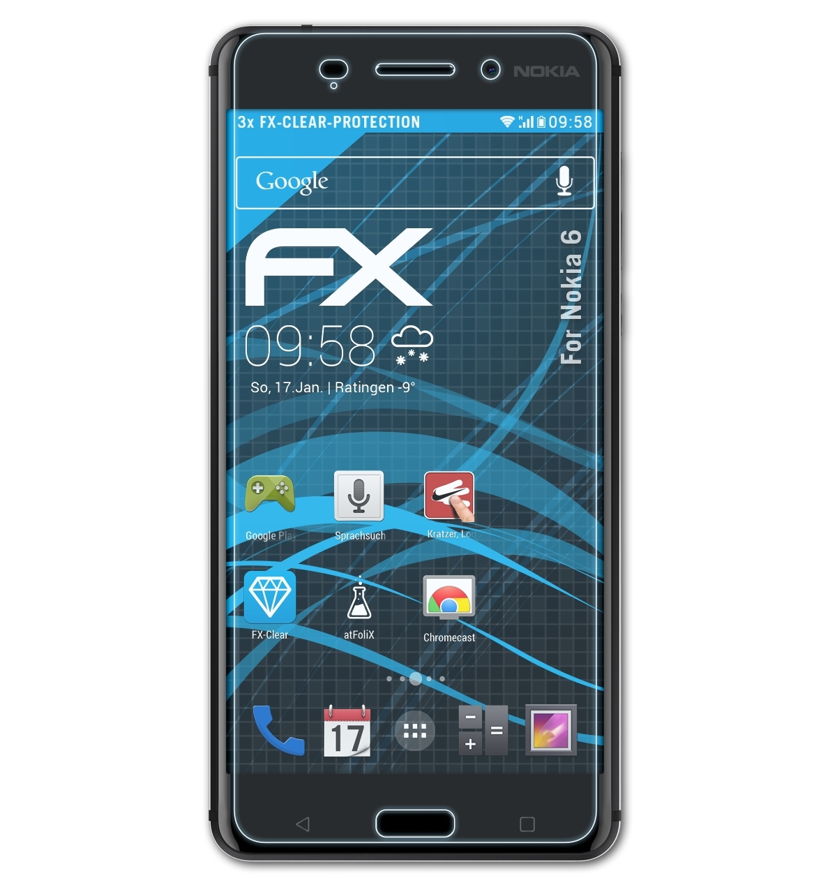 ATFOLIX 3x FX-Clear Displayschutz(für 6) Nokia