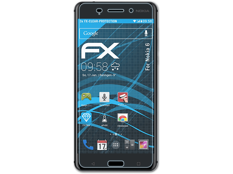 ATFOLIX 3x FX-Clear Displayschutz(für Nokia 6)