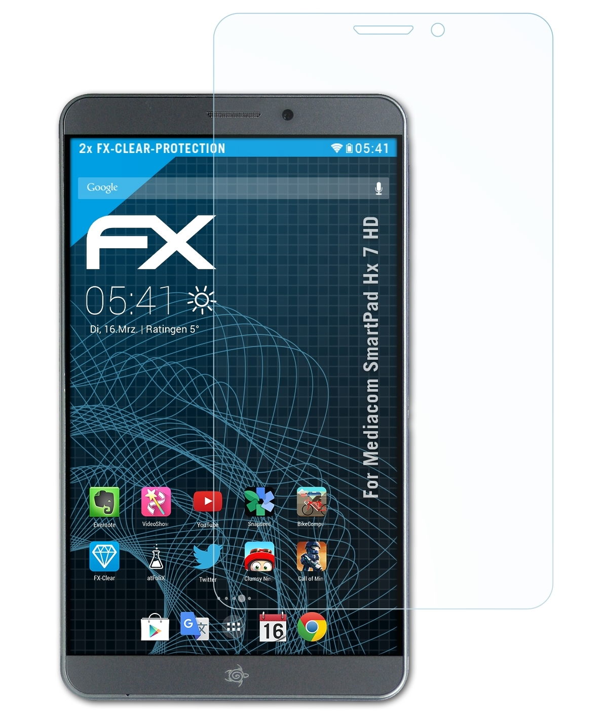 7 HD) Hx Mediacom FX-Clear Displayschutz(für SmartPad ATFOLIX 2x