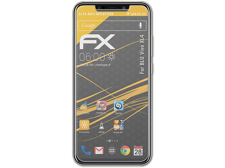 ATFOLIX 3x FX-Antireflex XL4) BLU Vivo Displayschutz(für