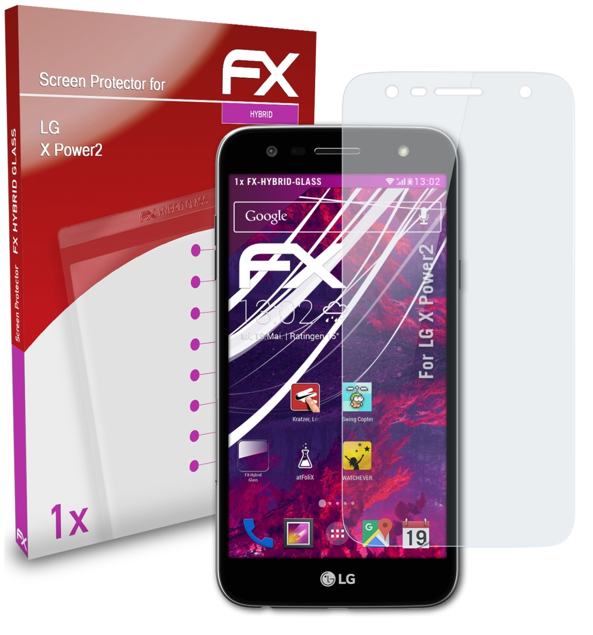 ATFOLIX FX-Hybrid-Glass Schutzglas(für LG Power2) X