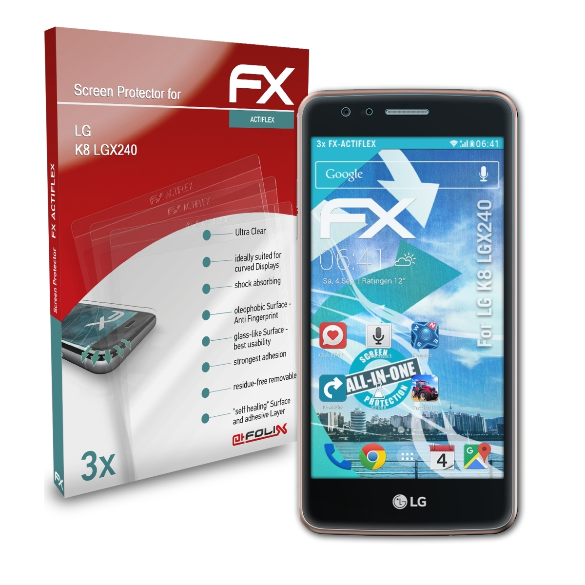 (LGX240)) ATFOLIX Displayschutz(für K8 3x FX-ActiFleX LG