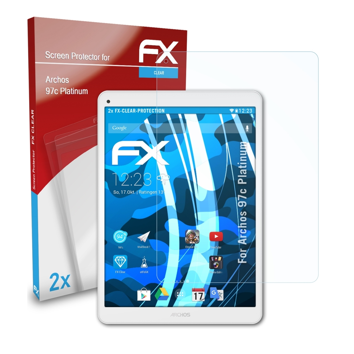 ATFOLIX 2x FX-Clear Displayschutz(für Archos 97c Platinum)