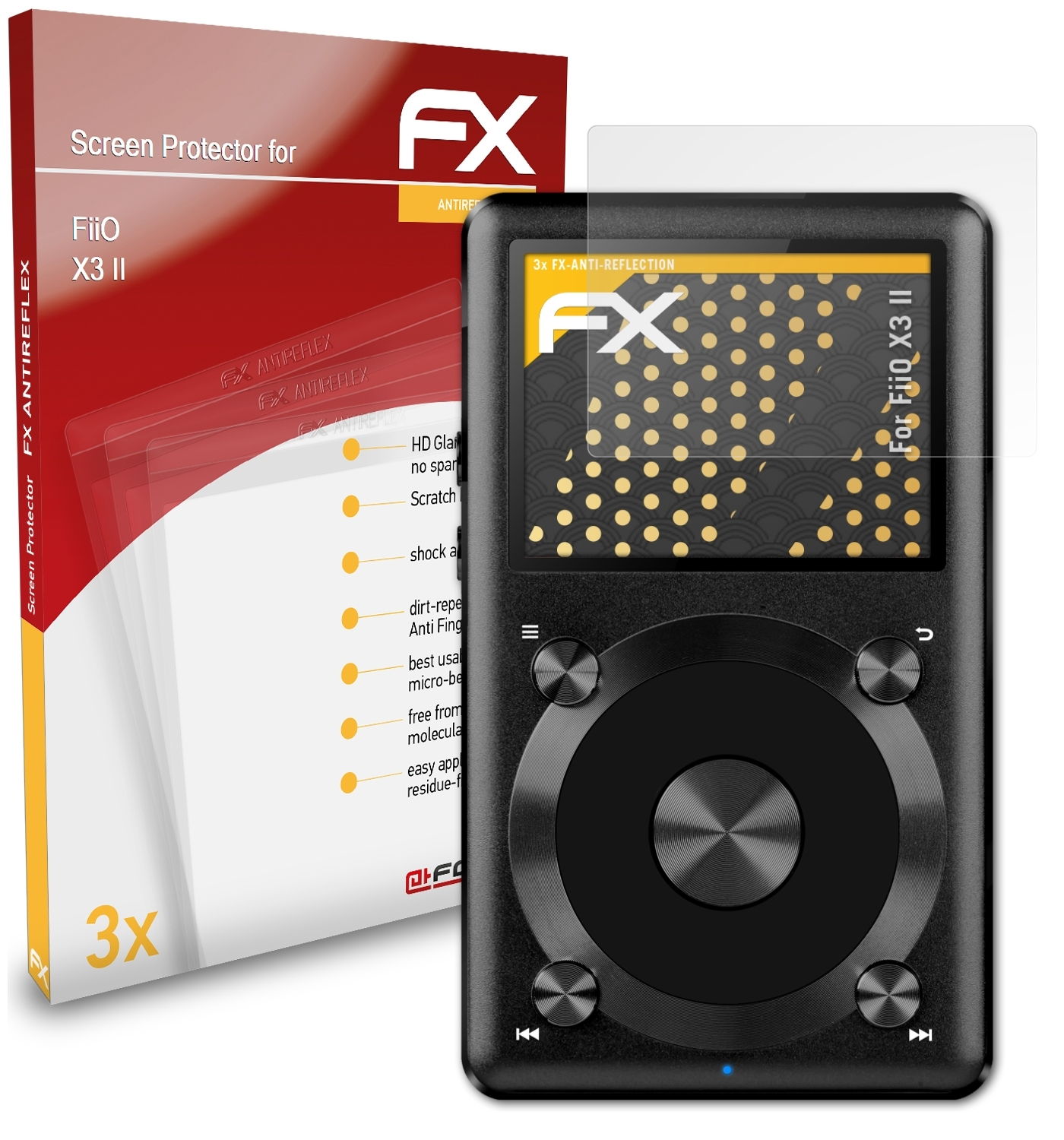 3x ATFOLIX X3 Displayschutz(für II) FiiO FX-Antireflex