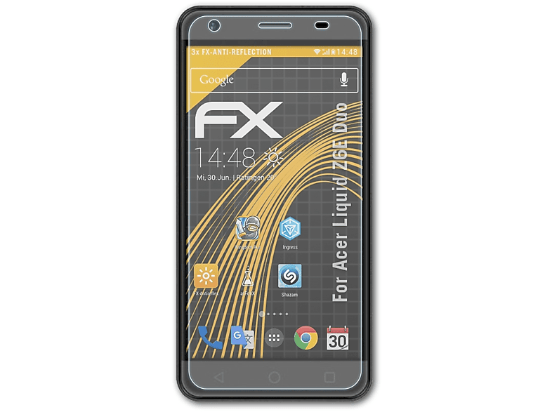 ATFOLIX 3x FX-Antireflex Displayschutz(für Acer Liquid Z6E (Duo))