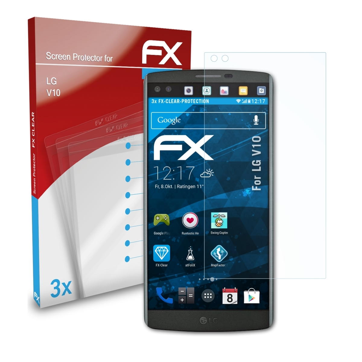 ATFOLIX 3x FX-Clear Displayschutz(für LG V10)